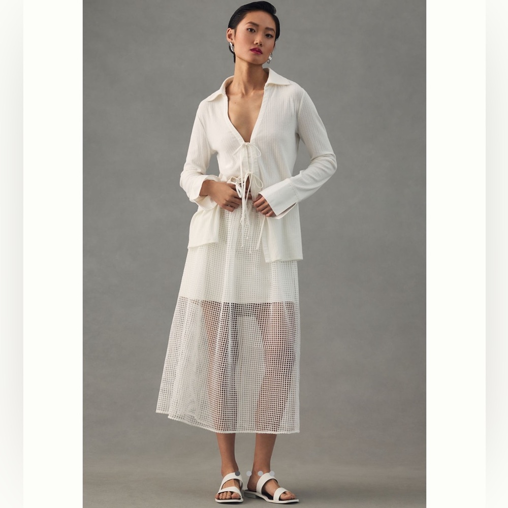 NWT Anthropologie Sunday in Brooklyn Sheer Overlay A-Line Skirt Size XL